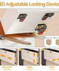 Illustration of 3D Locking Device for Undermount Soft Close Drawer Slides With Full Extension, showing adjustment options.