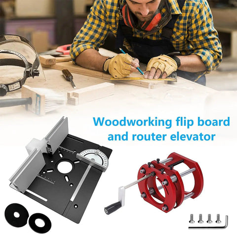 Top Shelf Manual Router Lift Kit With Smooth Glide Aluminum Insert Plate For Router Tables Solid Base Upgrade with router elevator.