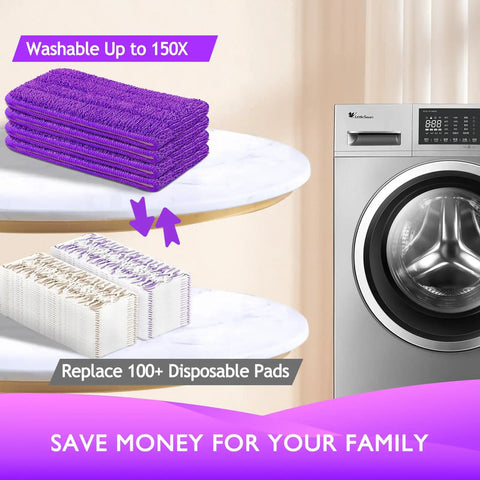 Reusable Power Mop Pads Refills For Swiffer PowerMop Premium Microfiber Cleaning Pads That Are Washable And Durable Replacement For Disposable Refills Attaches Securely For Deep Cleaning Floors And Surfaces, 4-pack