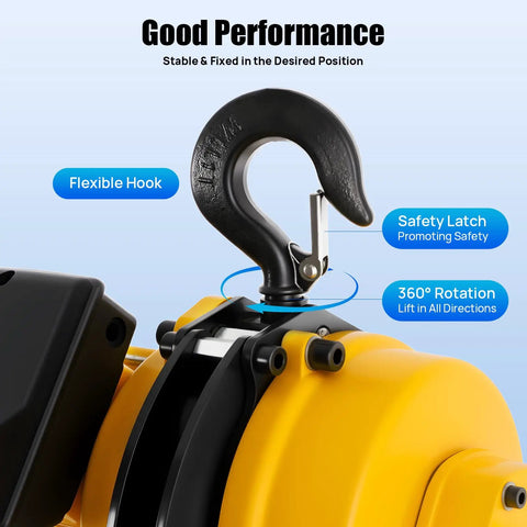 Heavy Duty Electric Chain Hoist Delivering A Badass 2200 Pound Lift With Lightning Fast 1300 Watt 110 Volt Motor Engineered For Garage Builds Warehouse Tasks And Pro Crane Work