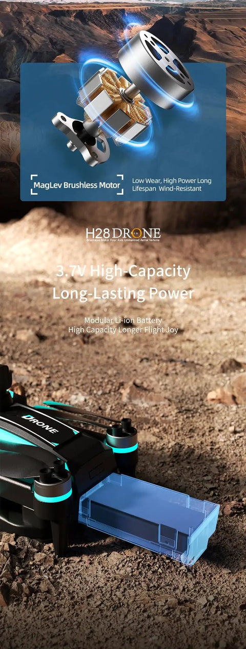 1080P HD Foldable Drone With Gesture Control Remote showcasing Dual Batteries and Brushless Motor