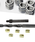12 Piece M8 By 1.25 Thread Repair Kit With Self Tapping Inserts For Automotive, Military, Home Appliances, Engineering Plastics, And Die Castings, Built Tough To Stop Loosening And Resist Vibration, carbon steel inserts and tools