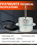 Bathroom Exhaust Fan Motor Replacement For FV08VQ3 FV11VQ3 FV11VH2 FV11VHL2 FVLP003 120V 1750 RPM With Two Pin Plug DIY
