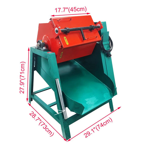 Heavy Duty Electric Drum Polisher Proven Workhorse features a 60L capacity with red and green design for chamfering metal edges.