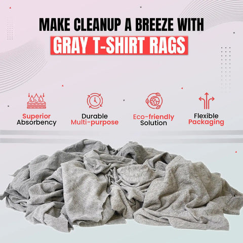 Industrial Recycled Gray T Shirt Rags 25 Lb Box For Heavy Duty Cleaning Wood Oil Paint Dirt Bulk Mechanic And Painter Rag Sets