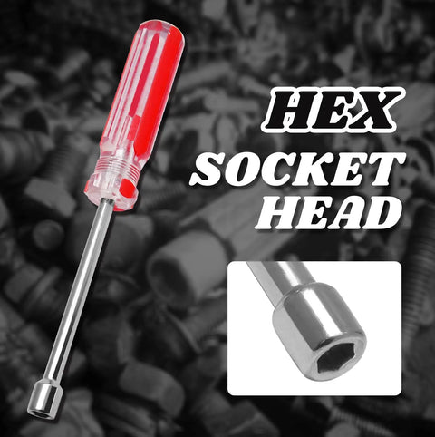 5/16 Inch Hex Nut Driver With 3.7 Inch Hollow Shaft And Cushion Grip Handle For Easy, Torquey Fastening Heavy Duty Socket Wrench
