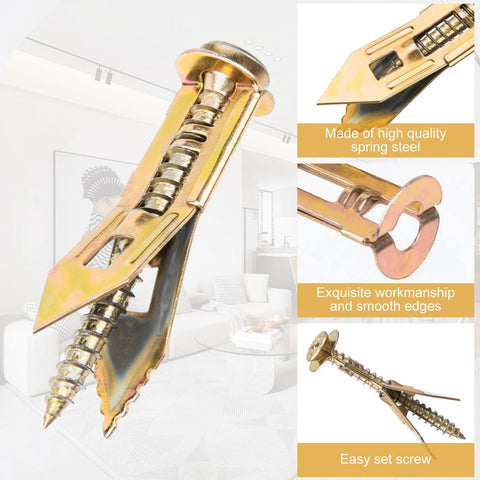 60 Pcs Self Drilling Anchors And Screws Kit For Heavy Duty Wall Mounting No Drill Required with spring steel quality