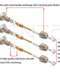 Tub and Shower Trim Kit For Price Pfister Faucets, 3 handle trim set, solid brass rods, satin brass finish, disassembled view