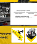 Heavy Duty Electrohydraulic Pipe Bender Machine For Steel Copper Round Tubes With Roller Hydraulic Design Bends 0.9 To 4.5 Inch Diameter Pipes Includes 10 Dies For 110V Power Smooth Professional Grade Tube Forming Tools display showing maximum bending angle of 90 degrees.