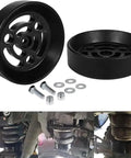 Air Bag Cradle Kit For Full Suspension Travel Fits 6 Inch Diameter Air Bags And Full Size Half Ton Trucks 2WD 4WD shown with mounting hardware and installed view.