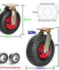 Heavy Duty Rubber Caster With 450 Pounds Load Capacity For Industrial Jobs Featuring Hella Smooth Shock Absorbing Inflatable Wheels.