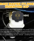 Brake Fluid Reservoir Cap Replacement With Rubber Gasket For Chevrolet Tahoe Suburban Silverado Colorado Traverse Volt And More GM Cars attached to a brake master cylinder.