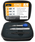 Automatic Center Punch Set With Three Heavy Duty Spring Loaded Punch Tools for Metal, Wood, and Steel in storage box