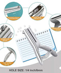 Ultra Long Reach Single Hole Punch Heavy Duty Zinc Alloy Hand Held Leather Punch with components for Scrapbooking and ID Cards