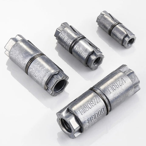 25 Pack Double Expansion Shield Anchors For Masonry And Concrete Zinc Plated with visible cylindrical two-piece design
