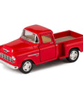 Chevrolet 1955 Stepside Pickup Die Cast Truck 1 32 Scale Red Finish 5 Inch Model With Working Doors And Pull Back Action Classic Retro Design