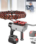 Heavy Duty Cordless Fish Tape Wire Threading Rig With Electric Cable Pusher For No Sweat Wall Wiring Runs Pro Setup Kit with battery
