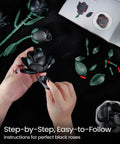 Dope Black Rose Bouquet Building Set For Adults Gothic Vintage Flower Kit To Craft A Realistic Dark Rose Centerpiece Perfect Valentines Gift For Her Girlfriend Mom Wife Home Office Decor, hands assembling black ABS plastic rose