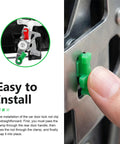 80Pcs Car Door Lock Rod Clips Kit For Tailgate Handles, Universal Plastic Rod End Clips And Retainers, Easy Install Door Clips For Most Vehicles, Durable, Secure Fit, Great For Auto Door Latch Maintenance; green clip installed on metal latch