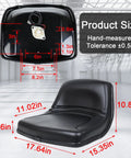 Universal Forklift Seat With Reinforced Steel Backrest And Built In Safety Micro Switch Engineered For Heavy Rig Work dimensions with measurements.