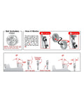 Diagram showing 8 Inch Box Joint Cutter Set With Hi Density Carbide Blades settings for 1/4 and 3/8 inch grooves on a table saw.