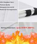Emergency Fire Blanket Kit For Kitchen Fireplace Grill Car And Camping, fiberglass fabric details with fire graphic