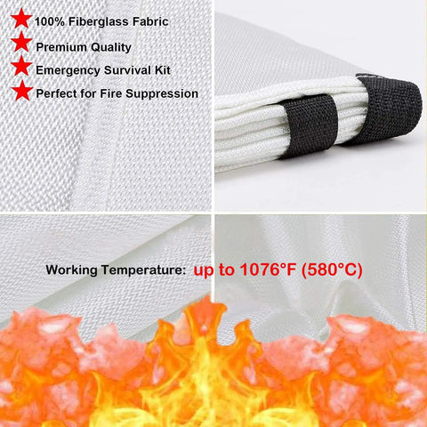 Heavy Duty Fiberglass Fire Blanket 3.9 By 5.9 Feet For Emergency Survival And Kitchen Fire Safety Flame Retardant Heat Insulation
