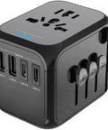 All In One Travel Adapter With 2 USB C And 2 USB A Ports For Worldwide Use Converts 100V To 250V Works In 200 Plus Countries
