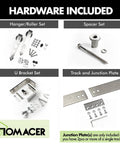 Brushed Nickel Double Track Bypass Sliding Barn Door Hardware Kit For Two Doors 6.6ft Flat Track U Shape With Arrow Rollers parts included