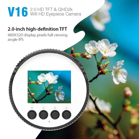 2K WiFi Telescope Camera Eyepiece With 2 Inch Screen and flower image display