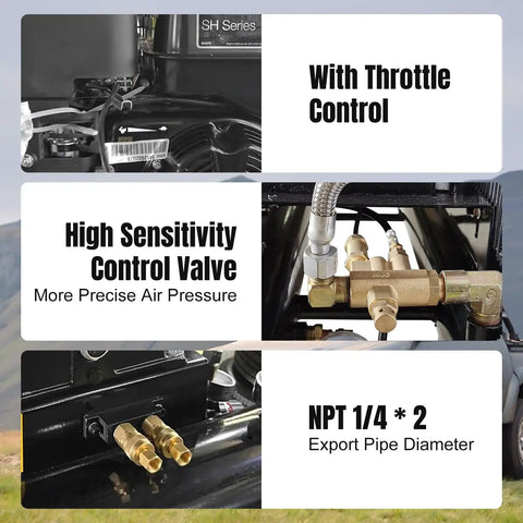 Powerful 6.5HP Gas Powered Air Compressor With 20 Gallon Twin Tank, Delivers 17 CFM And 115 PSI For Jobsite Use, Perfect For Pneumatic Tools And Construction Projects On The Go, Reliable And Built To Last