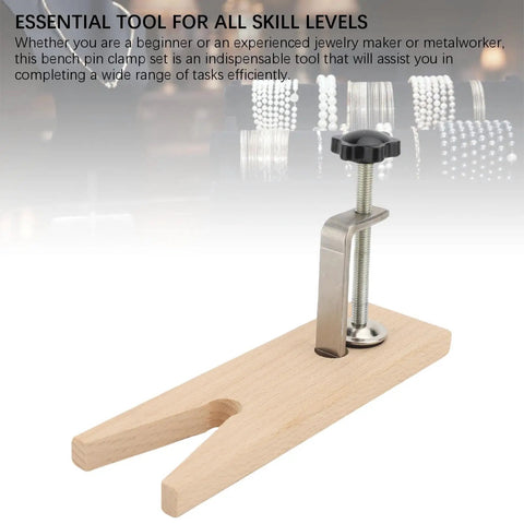 V Slot Bench Pin Clamp For Jewelry Making And Craft Projects Heavy Duty Stable Workbench Attachment on beechwood base