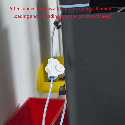 Manual Filament Feeder Adapter For BambuLab P1P P1S X1 X1C A1 AMS Lite Dryer Box connected to 3D printer for easy filament use