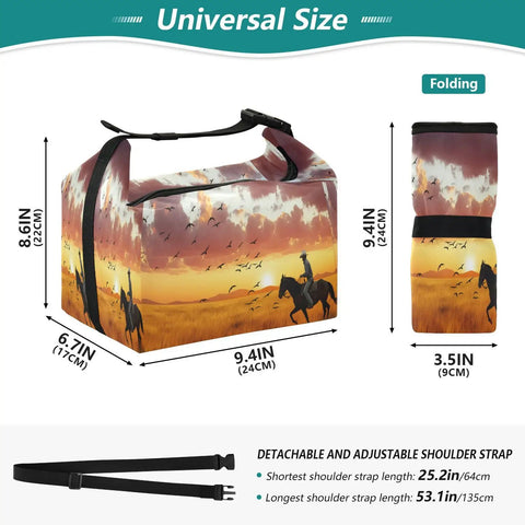 Desert Cowboy Ride Lunch Bag Insulated Tote for Women and Men, 9.4 x 6.7 x 9.8 inches, high capacity, leakproof, reusable cooler