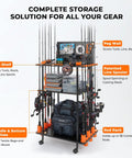 Indoor Fishing Rod Storage Cart For 12 Combos With A 3 Tier Tackle Rack And Peg Wall Built In Line Spooler Mobile Tackle Storage Cart With Locking Wheels Ultimate Gear Organizer For Home Garage Or Boat Shed