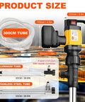 Handheld Cordless Oil Pump With 2 Batteries And 100W Motor For Liquid Transfer Adjustable Speed Up To 7M Lift, 300cm tube and dimensions.