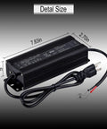 Beefy 120W 12V DC LED Power Supply With IP67 Waterproof Rating Auto Short Circuit And Overload Protection, with dimensions shown