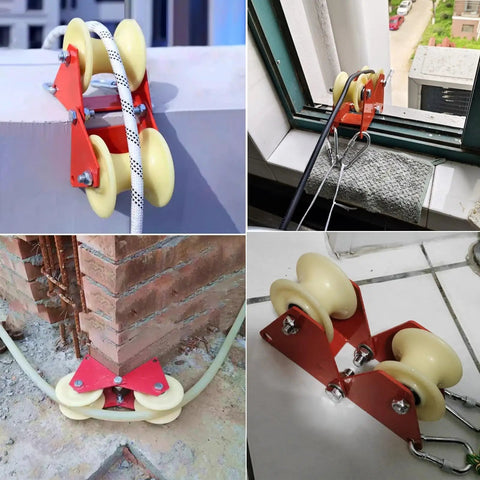 Heavy Duty Double Pulley System With Steel Rings And Nylon Groove Wheel for construction site cable management