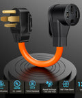 Nema 14 30P To 14 50R EV Charger Adapter Cord Total Breeze dryer to electric vehicle converter, 13-inch orange flexible cord.