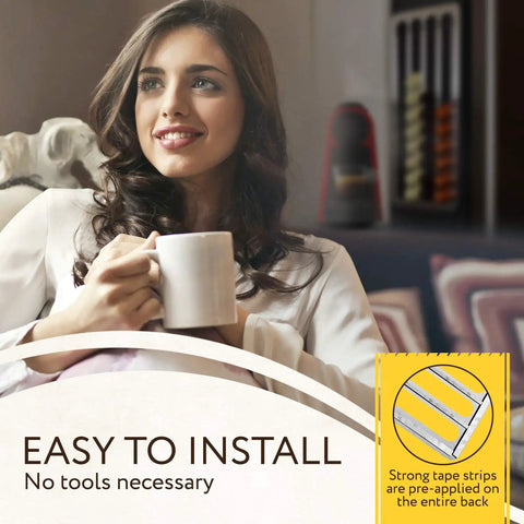 Woman enjoying coffee with Under Cabinet Coffee Pod Holder For Nespresso Original Line Dope 44 Pods in the background