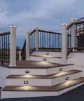 Outdoor stairs with 5CCT 120V LED Step Lights Pack of 3, 3.5W Dimmable From 5 to 100 Percent Indoor Outdoor Wet Location CRI90 ETL.