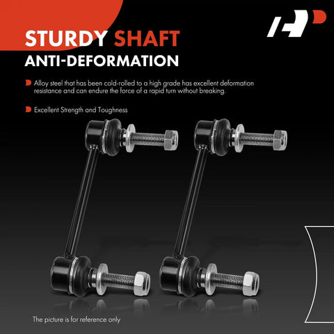 Front Sway Bar Link Set For Cadillac CTS 2008-2014 AWD And Non AWD SRX 2004-2009 STS 2005-2011 Front Left And Right Stabilizer Links Direct Fit Replacement Beefed-Up Suspension Upgrade, black finish with sturdy shaft