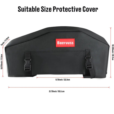 Heavy Duty UV-Resistant Waterproof Winch Cover For Electric Winches 8K To 13.5K Lbs. Thick 600D Oxford Fabric dimensions 21.75" x 8.75" x 6.875".