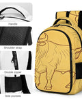 Vintage Bull Line Drawing Printed Unisex Backpack With Large Capacity Durable Polyester Daypack For School Travel And Everyday Carry