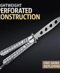 Balisong Trainer Knife Safe Practice Blade With Sure Spring Latch, Silver Stainless Steel Fidget Toy For CSGO Fans, lightweight design