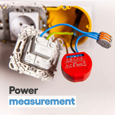 WiFi Smart Relay Switch With Power Metering For Home Automation 1 Channel Up To 16A UL Certified components shown