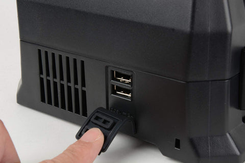 Close-up of USB ports on 4-Port Battery Charger For 18V And 36V Slide-Style Batteries With Rapid Charging, UC18YTSL
