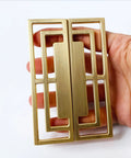 Gold Brushed Copper Finish Cabinet Handles Set Of Six 100mm Long 32mm Wide 20mm Thick Double Hole 32mm Center To Center Zinc Alloy Pulls