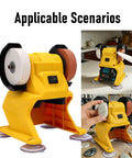 Depisuta Mini Bench Grinder 5500Rpm with dual wheels, showcasing sharpening tools on a countertop for blade maintenance.