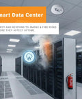 Rugged Wireless LoRaWAN Smoke And Heat Detector With No Fuss Setup And Marathon Battery Life Featuring Slick Cloud Monitoring For Heavy Duty Commercial Sites in a smart data center.